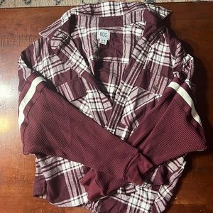 Urban outfitters  Waffle and plaid cropped shirt